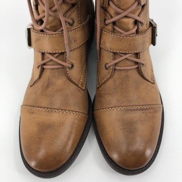 Sole Society Tan Synthetic Combat & Moto Boots | New Without Tags - Picture 3 of 7